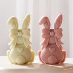 Back-view bunny candles with oversized bows hearts and round tails