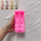 Pink silicone sleepy bunny and flower mold