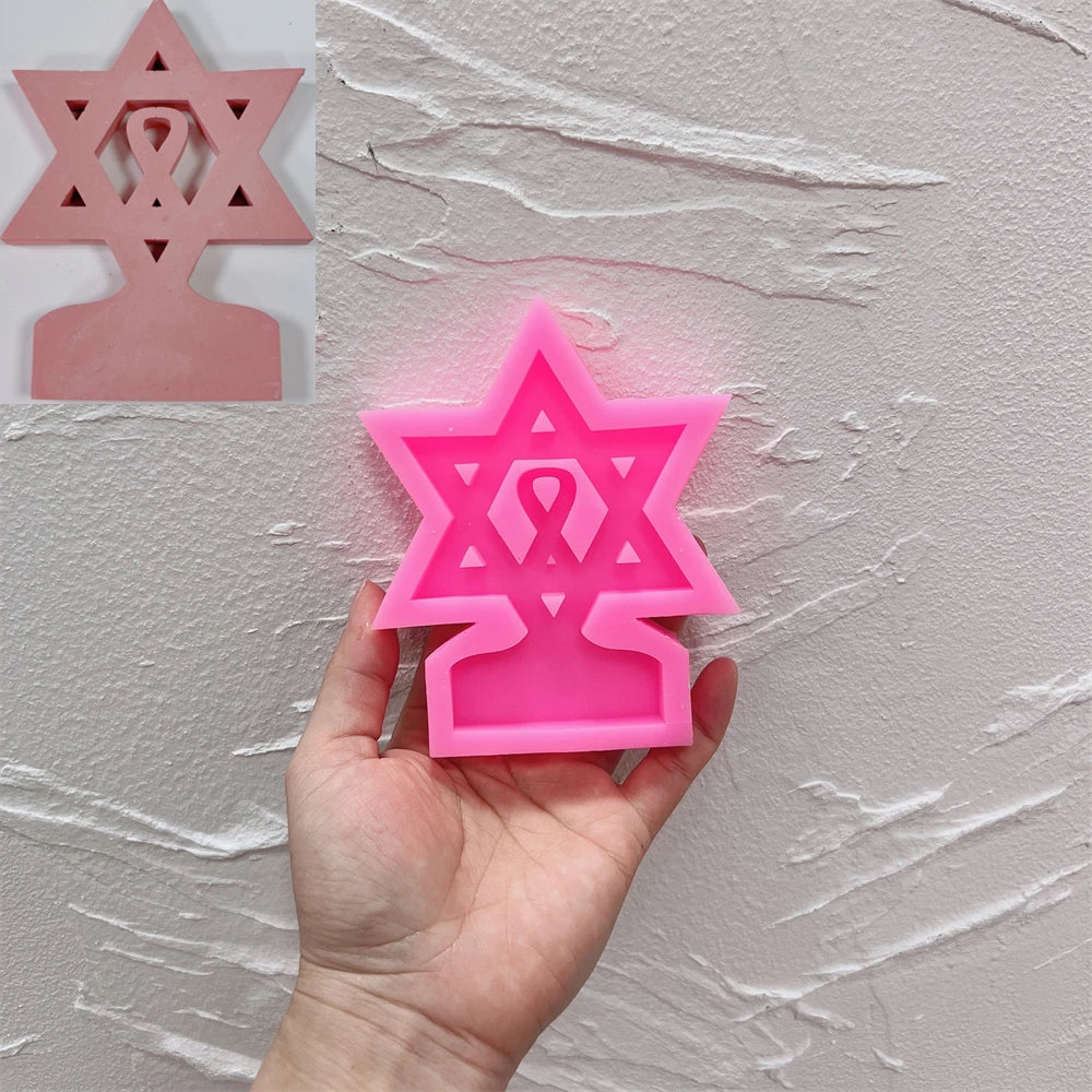 Pink silicone mold for the six-pointed star motif SZ687