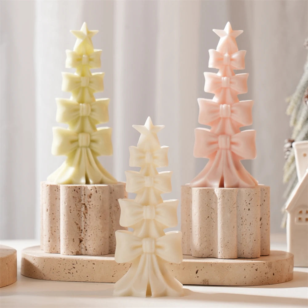 Yellow ivory and peach tree castings with layered ribbon bows