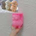 Pink silicone mold for standing curly-fleece lamb