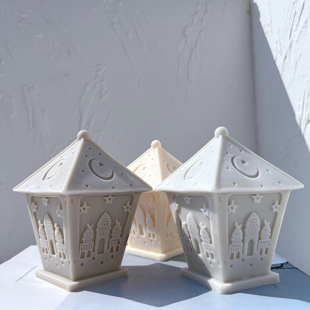 Gray lantern castings showing decorated roof faces