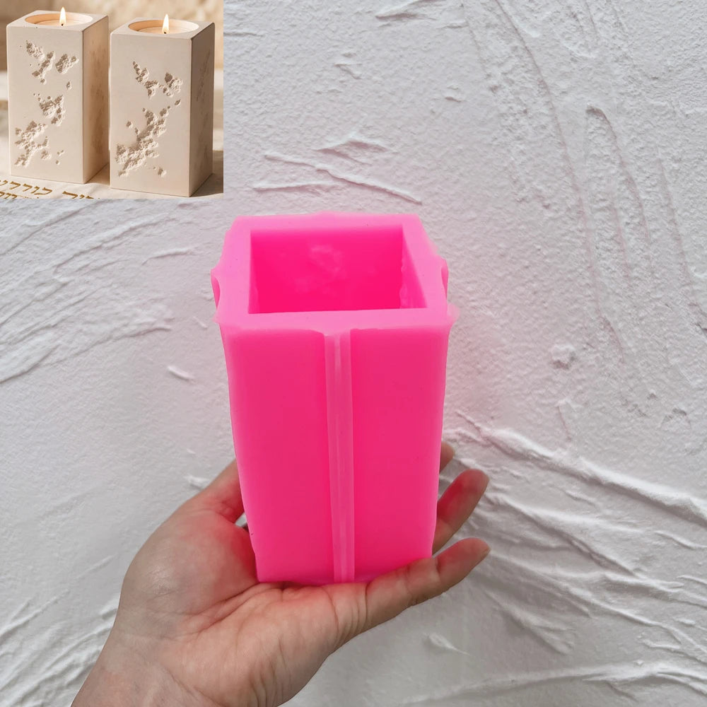 Pink silicone mold for upright rectangular floral holder style SZ831