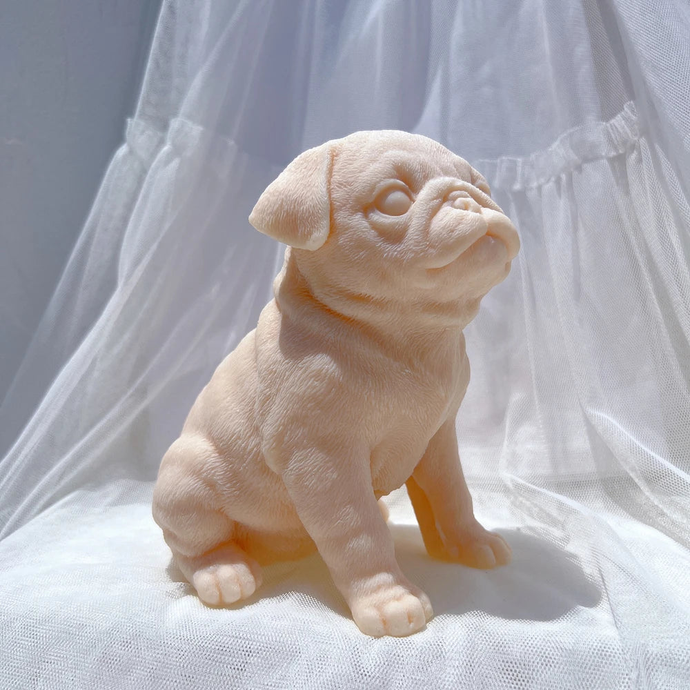 Angled pug casting with rounded body and front paws