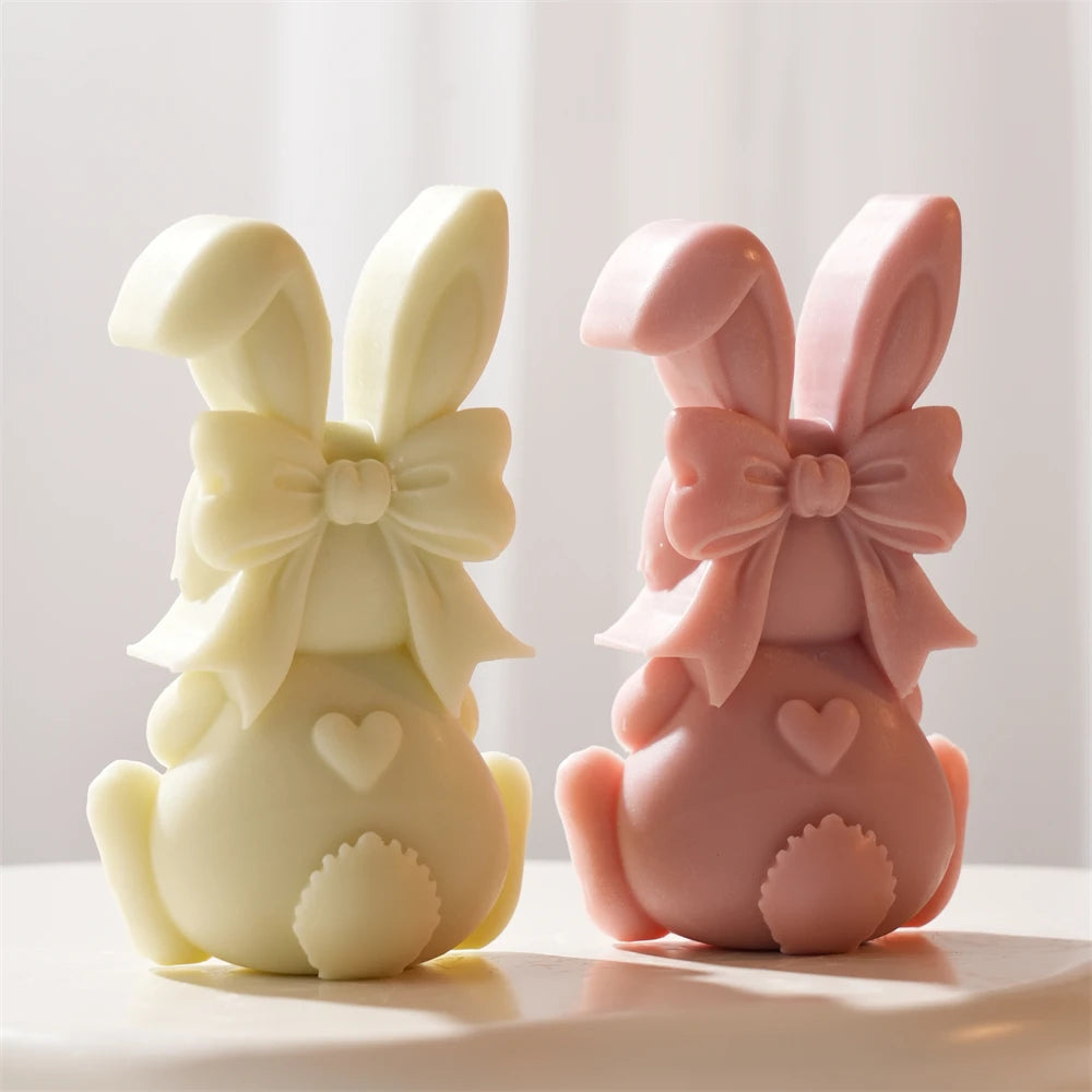 Front-facing relief side of the bow-and-heart bunny castings