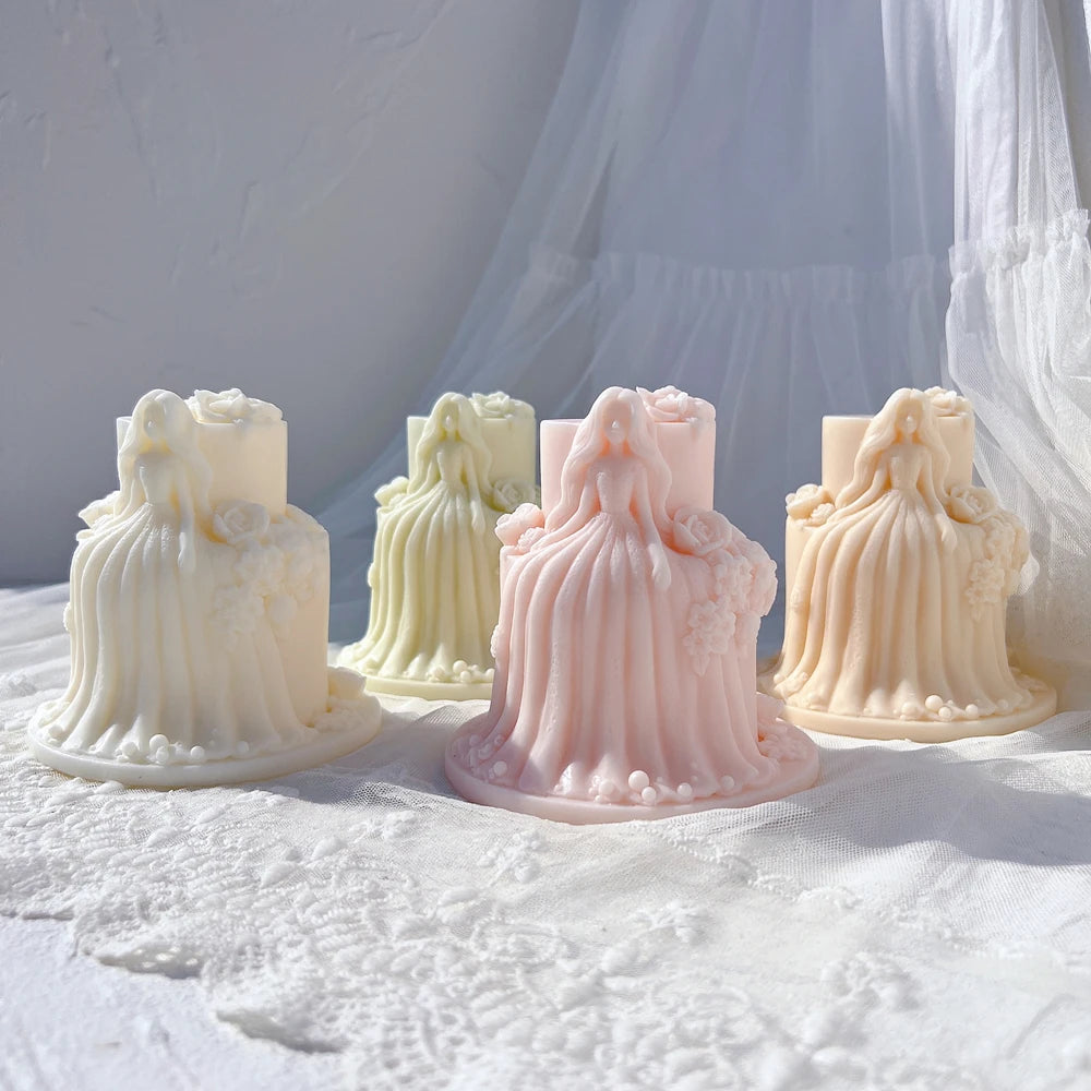 Long draped princess gown castings on round bases