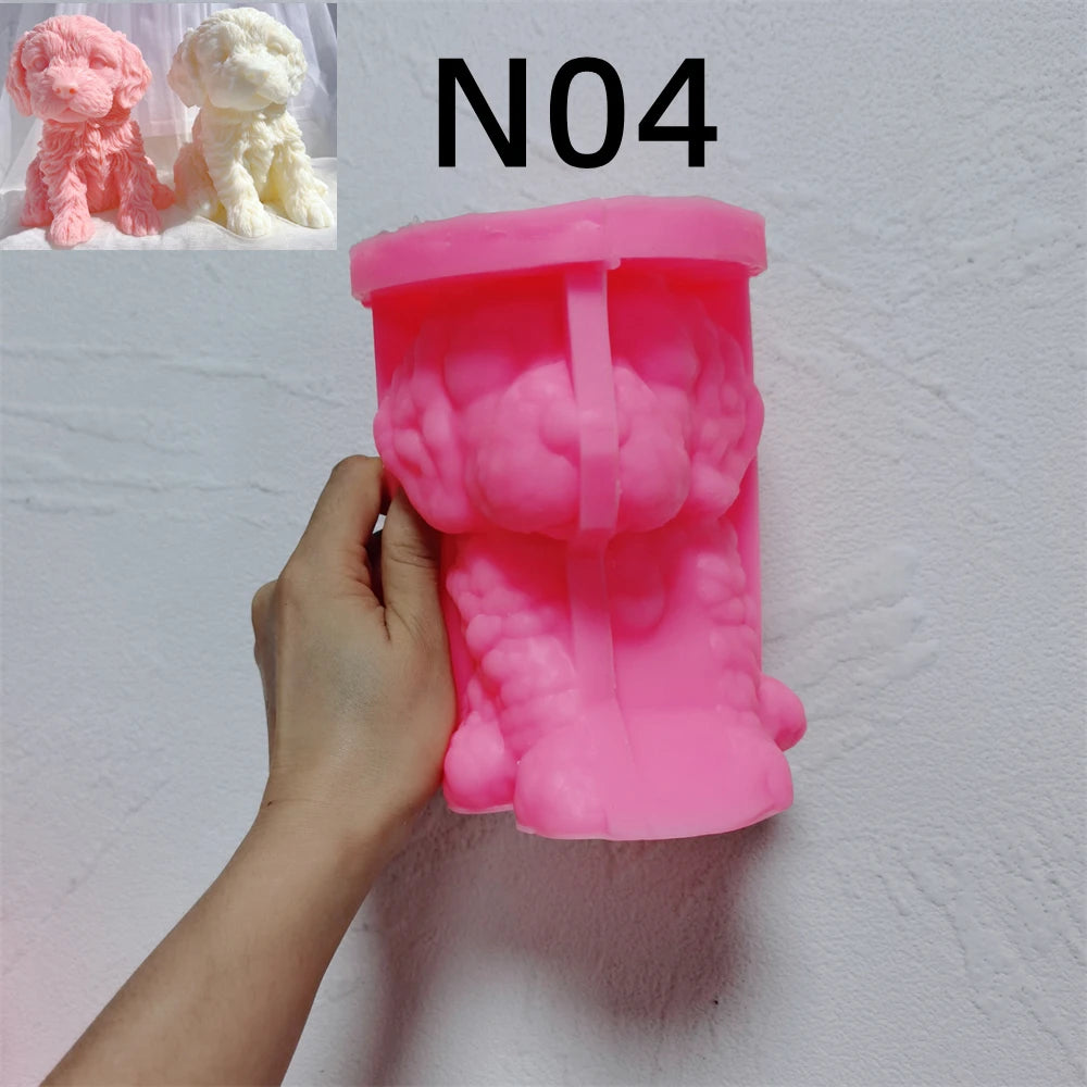 Pink silicone mold for fluffy puppy design N04