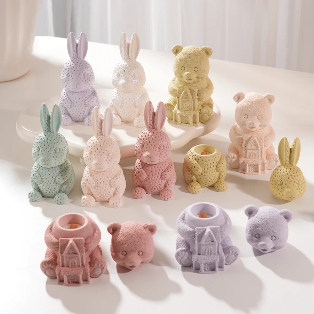 Rabbit and bear jar castings with removable head lids