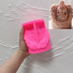 Pink silicone pregnancy figure mold with floral cavity