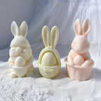 Front views of bunny-ear baskets gnomes and rabbits