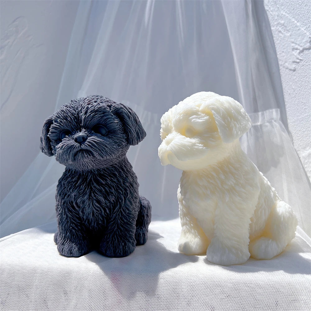 Side and front Shih Tzu-style puppy castings