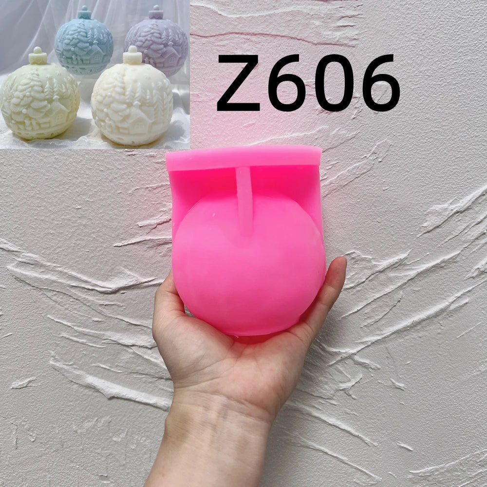 Pink Snow Village Z606 mold with matching tree-and-house examples