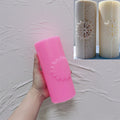 Pink silicone floral mandala pillar mold
