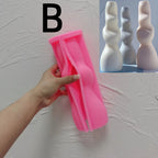 Pink silicone Wavy Column B mold held open