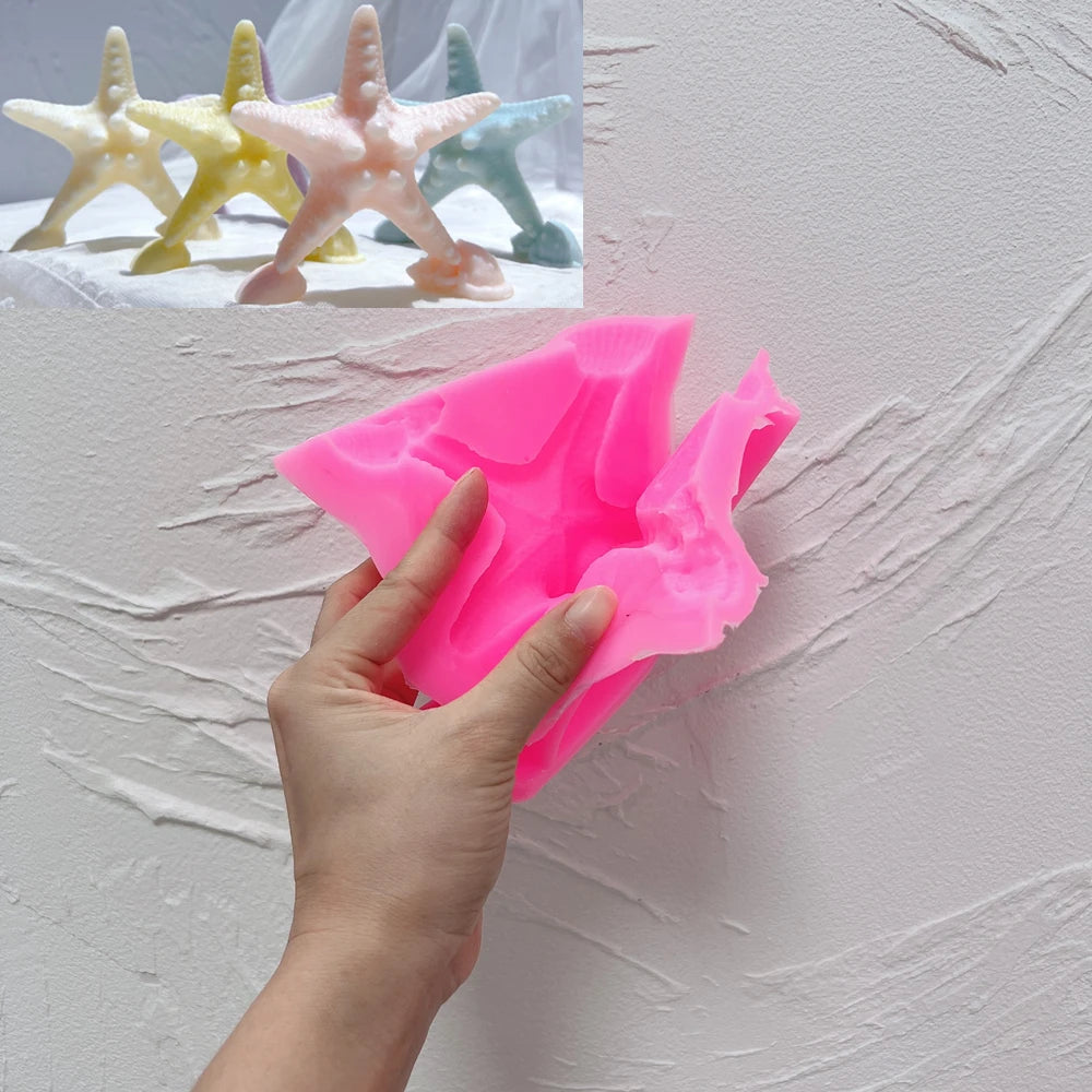 Pink silicone five-armed starfish mold