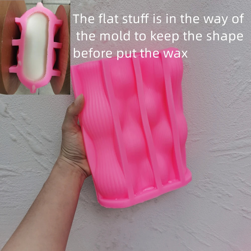 Pink silicone bubble wave mold with flat support guidance