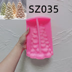Pink silicone scalloped-branch Christmas tree mold labeled SZ035