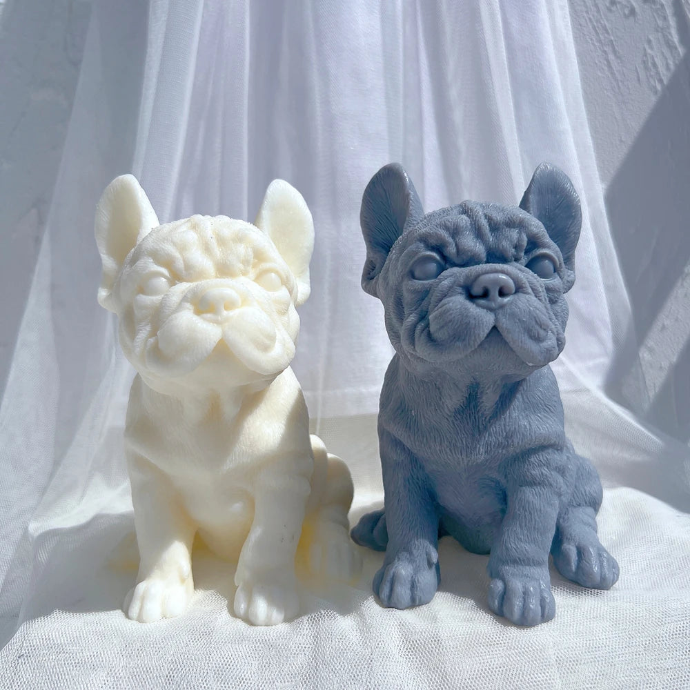 Cream and gray French bulldog castings with upright ears