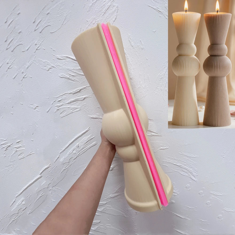 Supported silicone mold for the 40 cm double-sphere design held in a hand