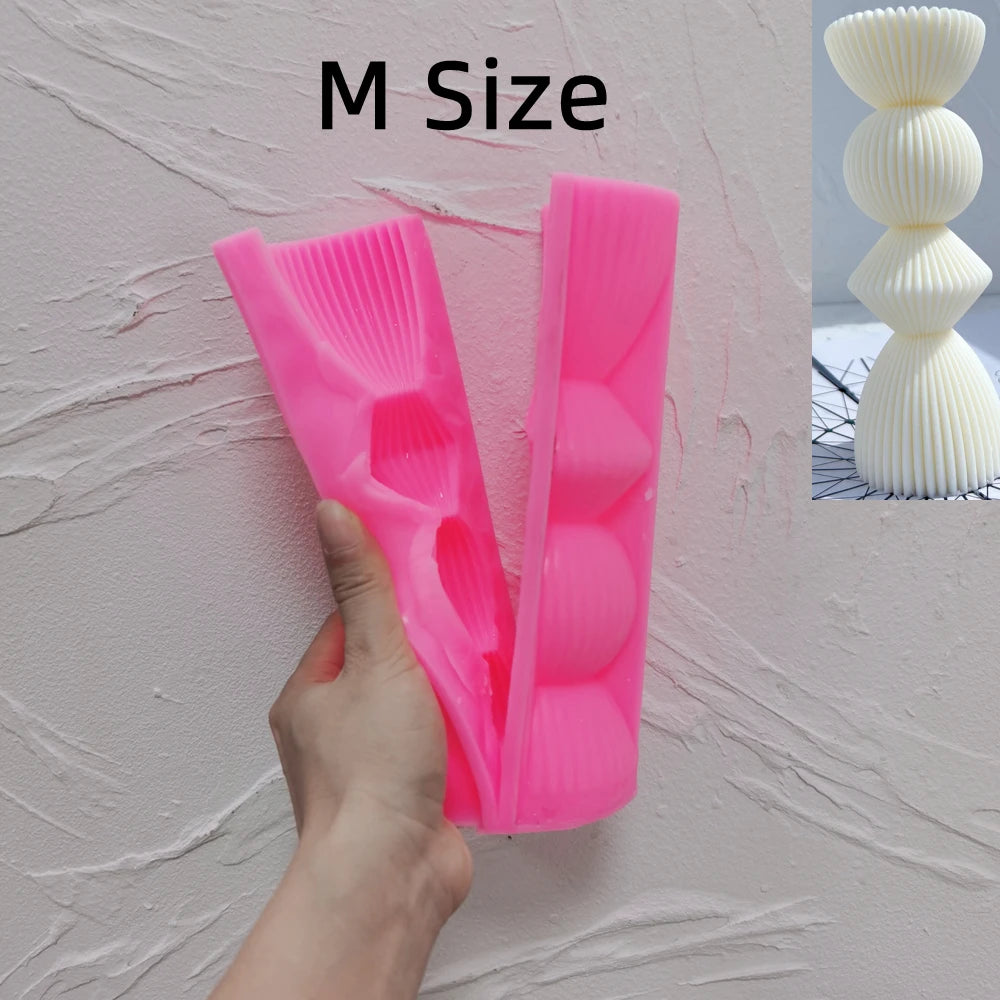 Pink silicone Medium stacked geometric mold held open