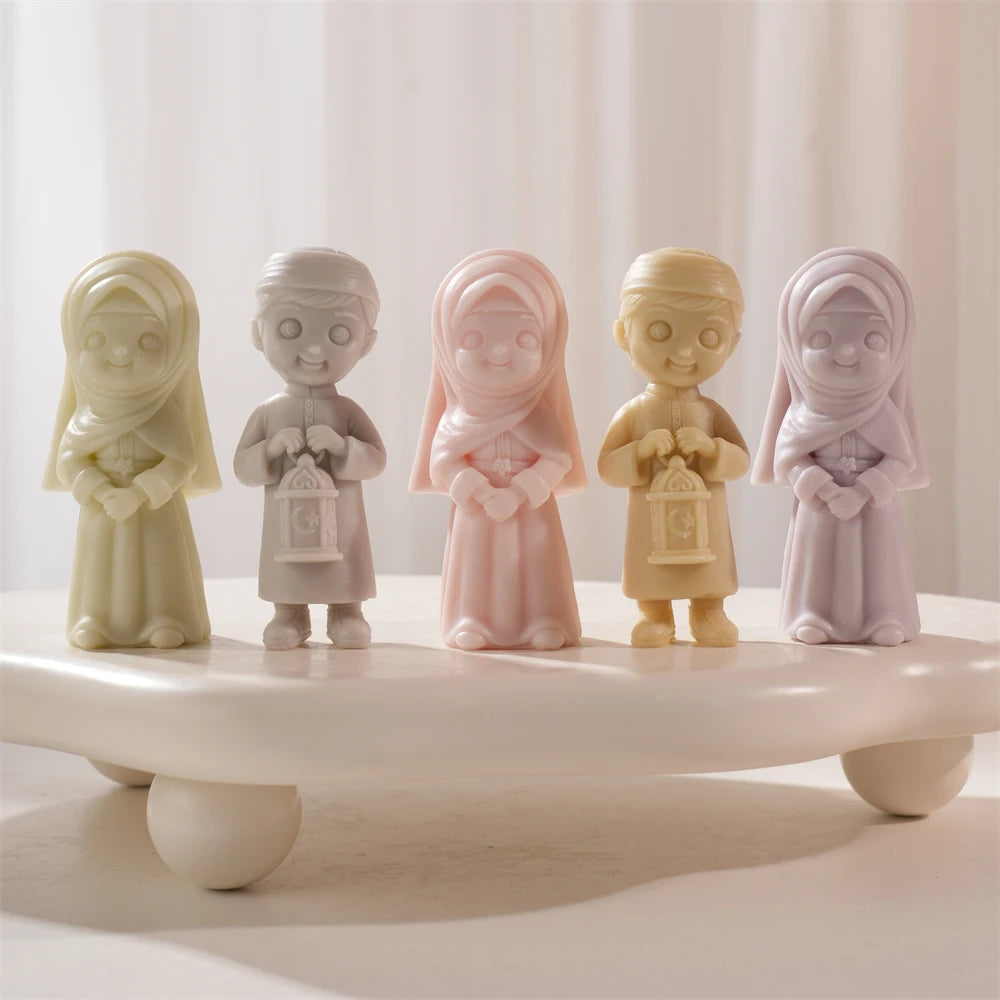 Front view of girl and boy designs