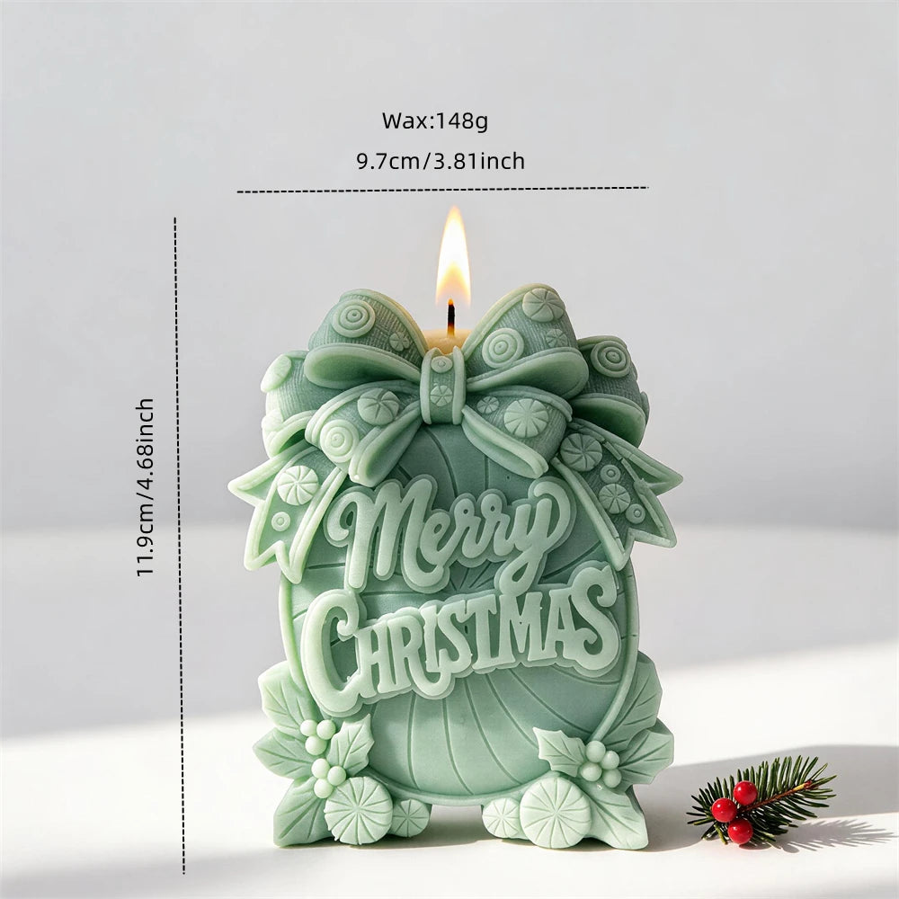 Merry Christmas candle size diagram showing 11.9 cm height and 9.7 cm width