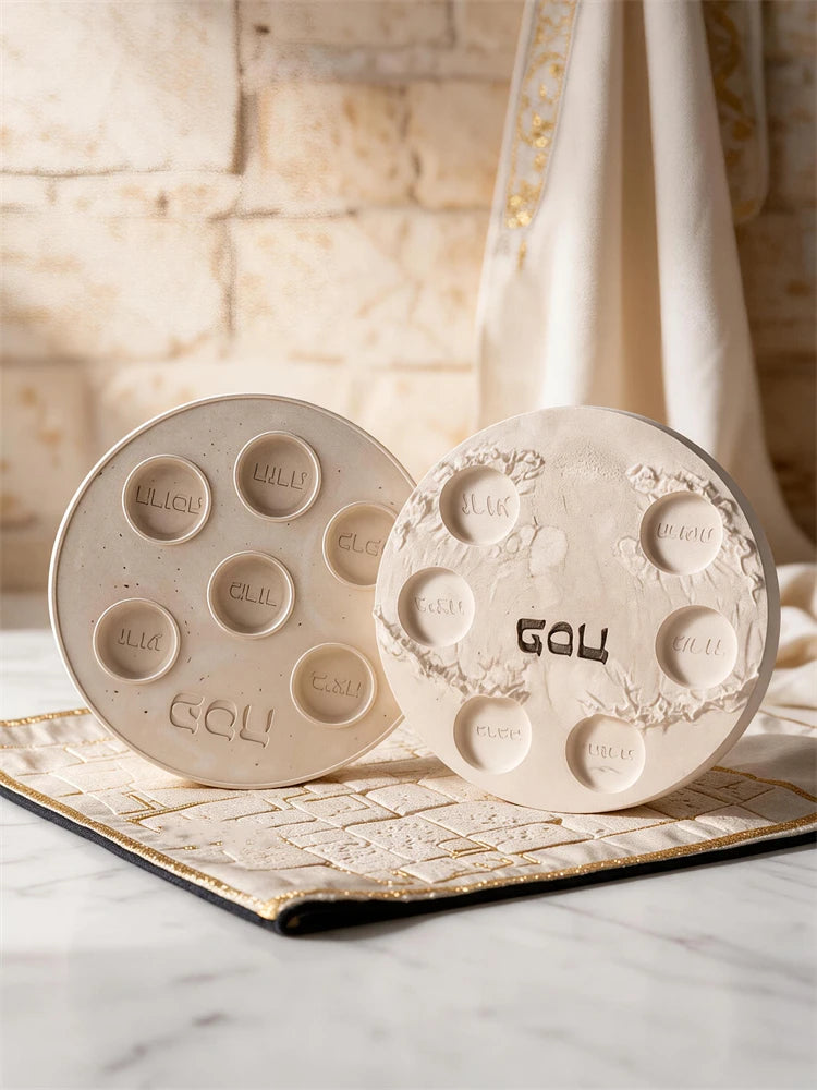 Smooth and textured circular plate designs displayed side by side