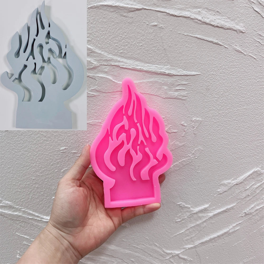 Pink silicone mold for the tall flame motif SZ688 casting design