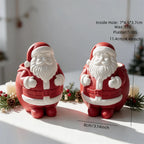 Red and white Santa figure castings with dimension annotations and a rounded storage form