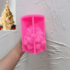 Pink silicone mold for star-topped pinecone tree with bow