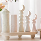Skyline pillar samples beside one, two and three ball crescent sculptures