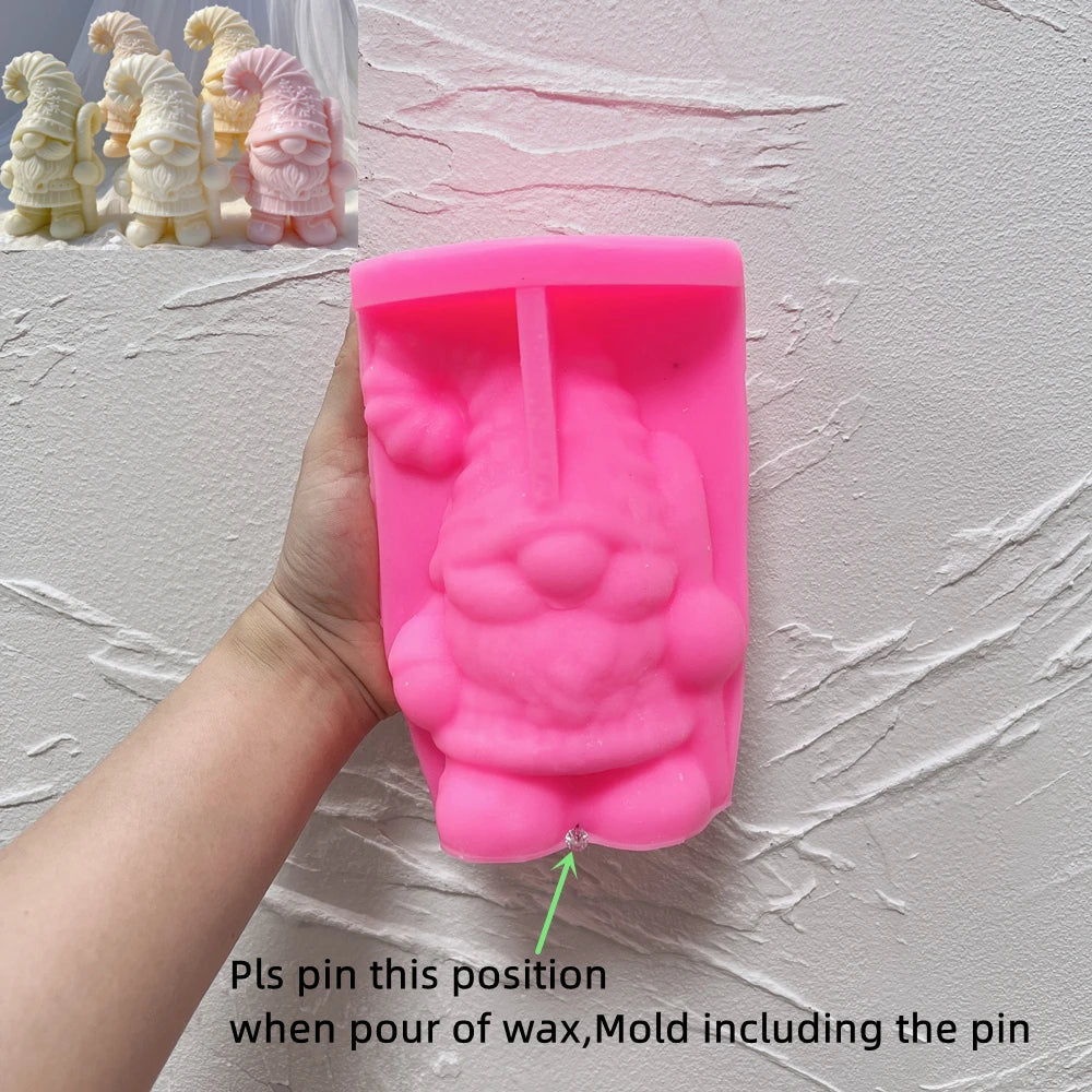 Pink Striped Hat gnome mold with a pin-position instruction
