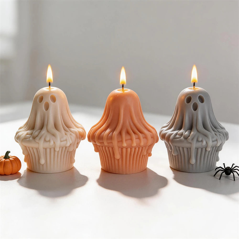 Rear and front views of ghost cupcake castings