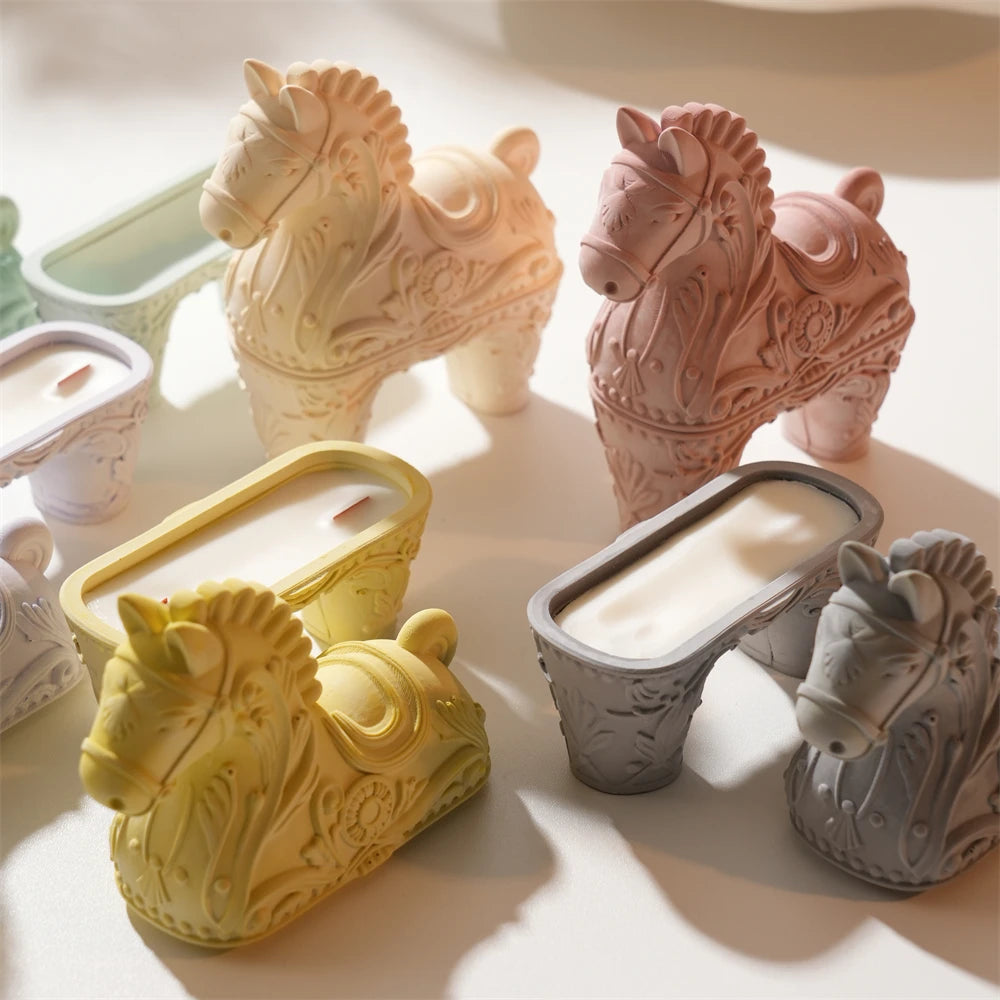 Horse holder castings showing the open cavity and sculpted mane