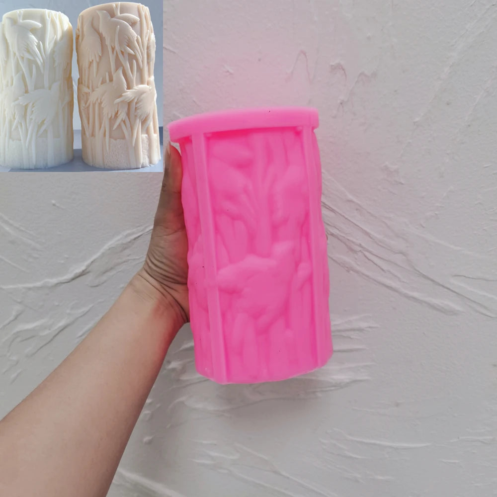 Pink Bird relief pillar silicone mold with matching castings