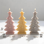 Pink, ivory and gray sculptural Christmas trees with raised edges