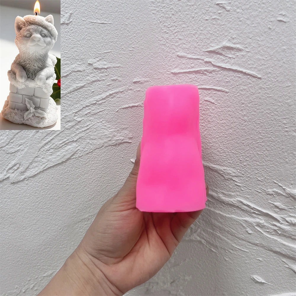 Pink S2 pointed-ear pet chimney mold with cream casting