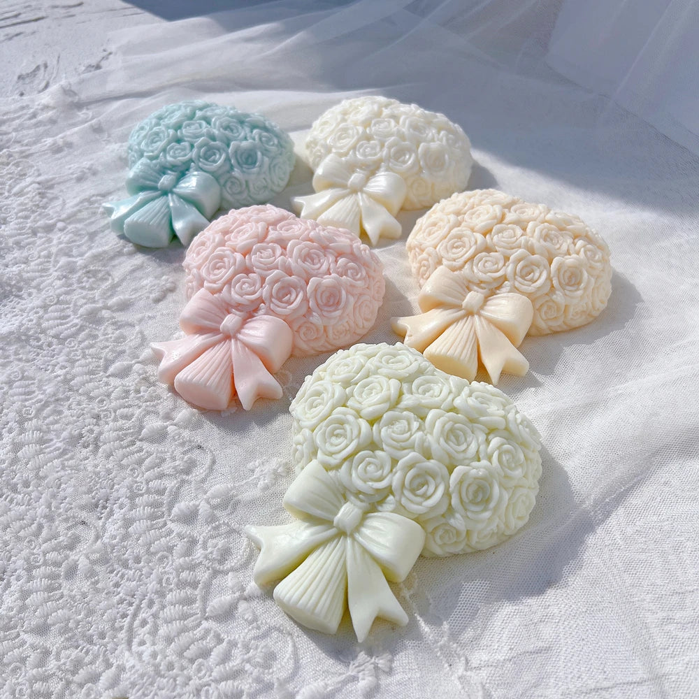 Five bouquet castings with raised rose blooms