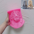 Pink silicone Jesus bust mold with crown and beard detail