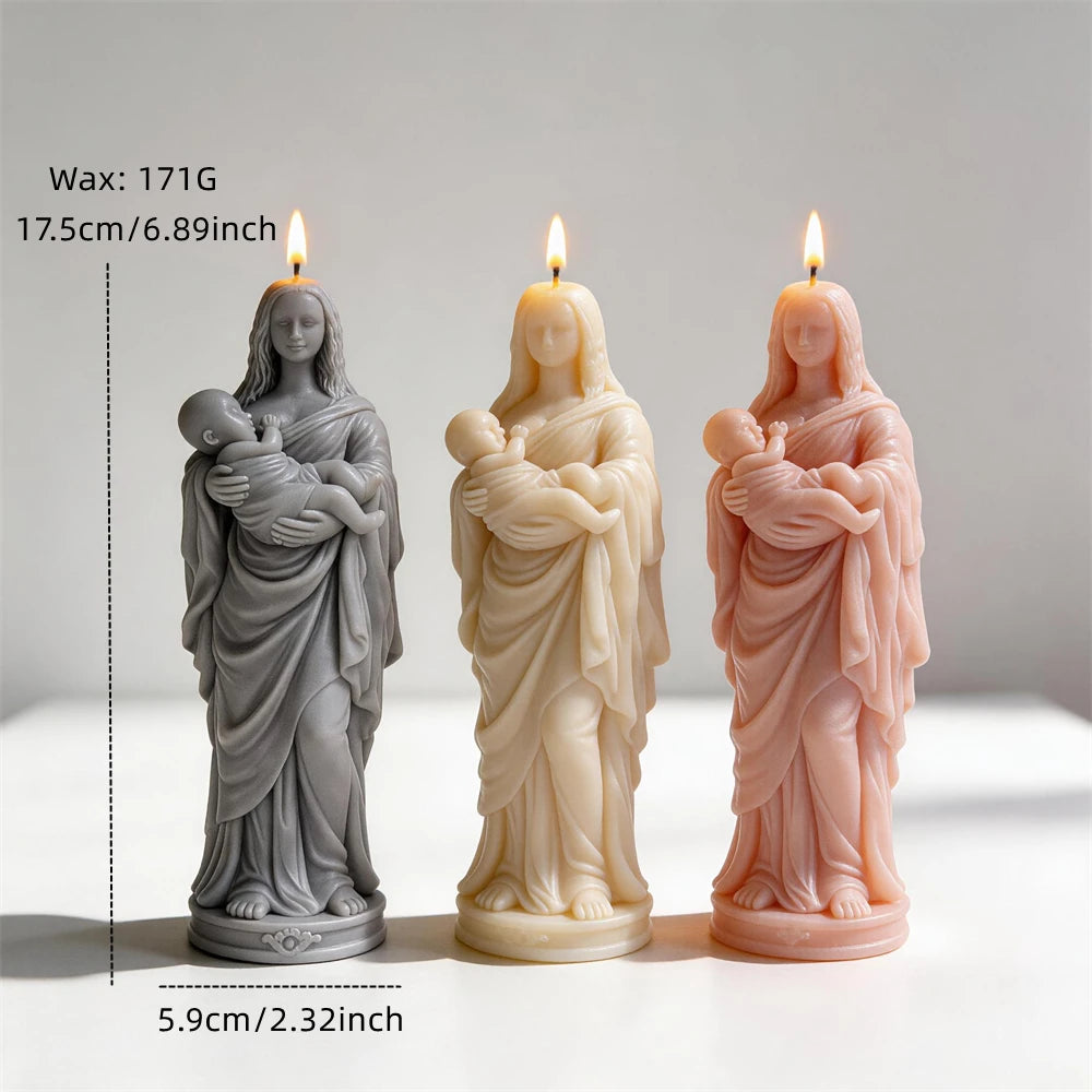 Figure diagram showing 17.5 cm height 5.9 cm base width and 171 g wax estimate
