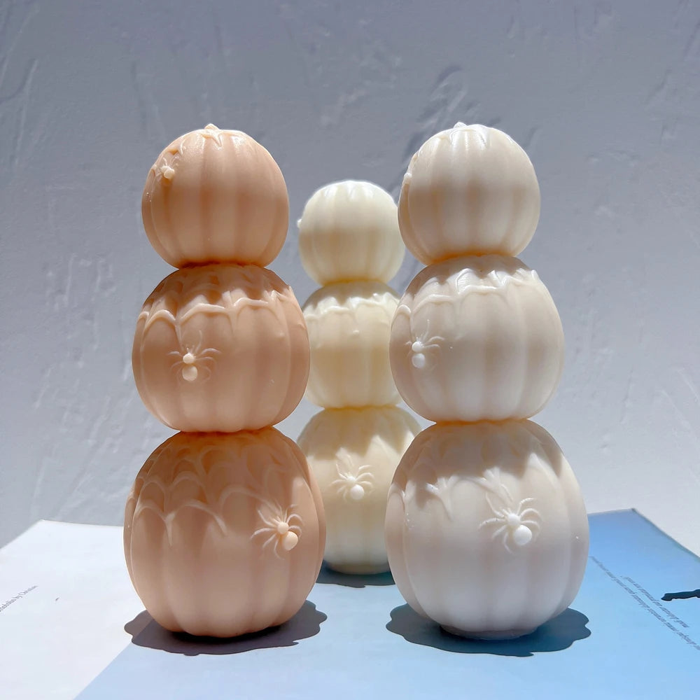 Peach and cream pumpkin stack castings side by side