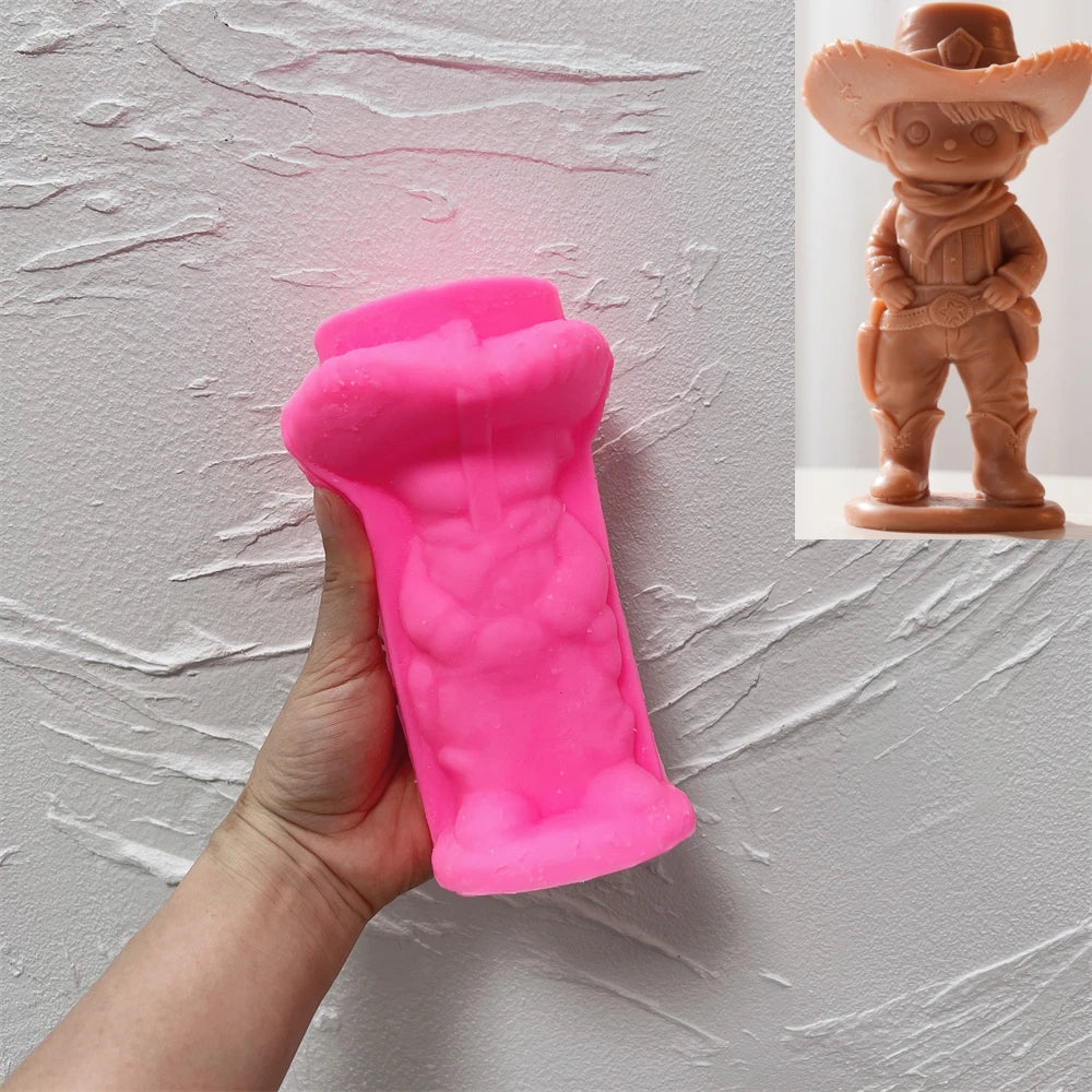 Pink silicone mold for short-haired cowboy SZ807
