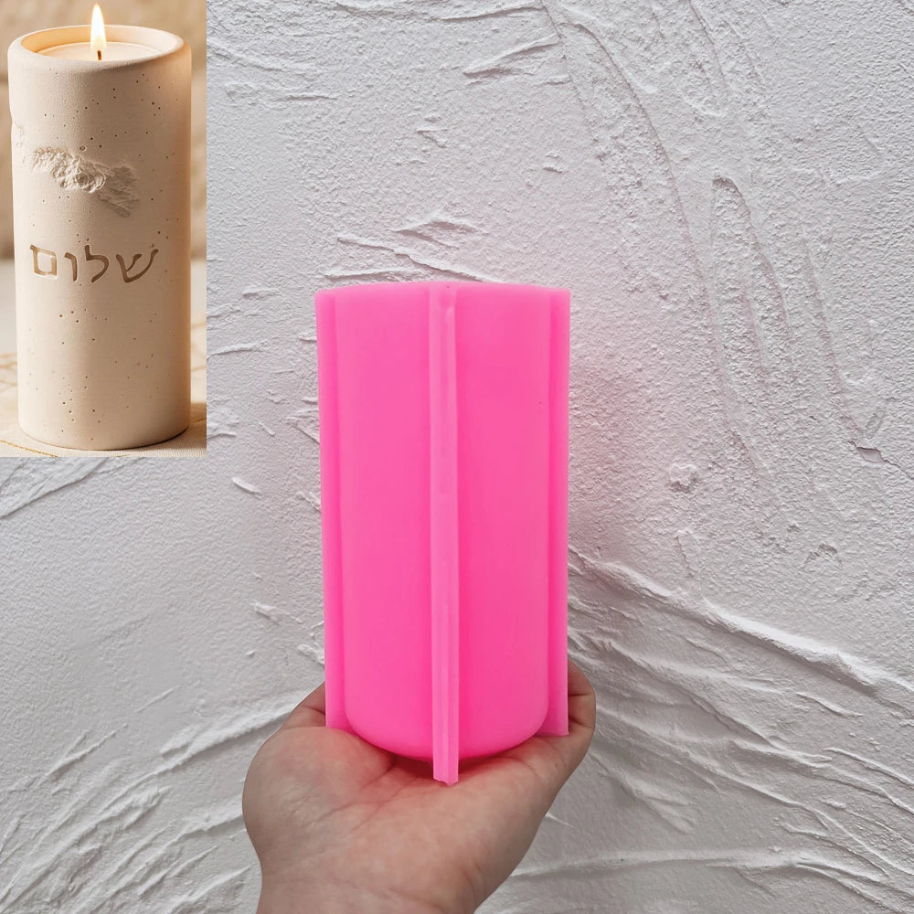 Pink silicone mold for tall Shalom lettered holder style SZ829A