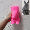 Pink silicone raised-paw rabbit mold with matching example
