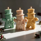 Gingerbread candle castings in green peach and gold