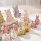 Pastel animal jars with separate hollow bodies and matching lids