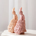 Rear and side views of the cascading gown folds