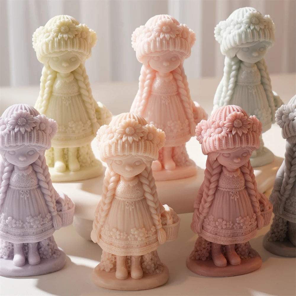 Pastel flower girl castings with baskets and floral dress borders