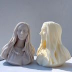 Gray and cream woman bust castings with long flowing hair