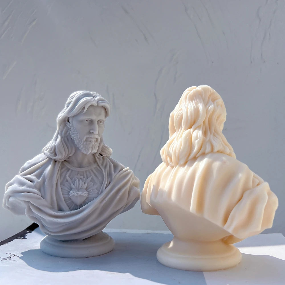 Front and rear views of the Sacred Heart bust